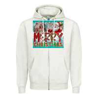 Oatmeal Heather merry Christmas Zipper Hoodie - CowhideDigitalArt