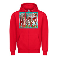 Red merry Christmas Zipper Hoodie - CowhideDigitalArt
