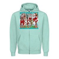 Seafoam merry Christmas Zipper Hoodie - CowhideDigitalArt