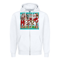 White merry Christmas Zipper Hoodie - CowhideDigitalArt