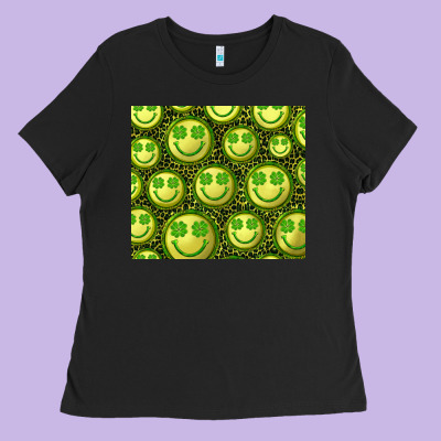 St. Patrick's Day Lucky Face Ladies Tee Designed By Ranaportraitstore