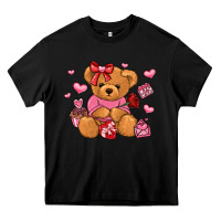 Black valentines day teddy bear Heavy Core Tee - LillyAllenDesigns