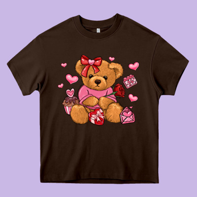 Valentines Day Teddy Bear Heavy Core Tee Designed By Lillyallendesigns