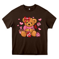 Chocolate Brown valentines day teddy bear Heavy Core Tee - LillyAllenDesigns