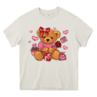 Cream valentines day teddy bear Heavy Core Tee - LillyAllenDesigns