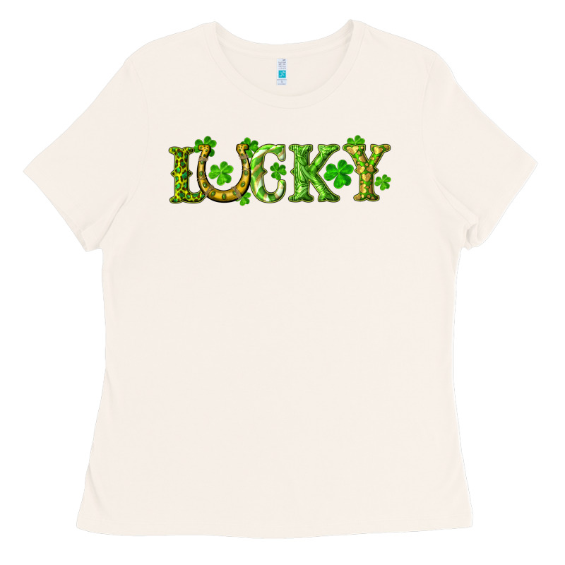 St. Patrick's Day Lucky With Clovers And Horseshoe Ladies Tee by RanaPortraitStore | Teevron