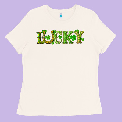 St. Patrick's Day Lucky With Clovers And Horseshoe Ladies Tee Designed By Ranaportraitstore