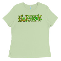 Matcha st. patrick's day lucky with clovers and horseshoe Ladies Tee - RanaPortraitStore