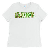 St. Patrick's Day Lucky With Clovers And Horseshoe Ladies Tee | Teevron