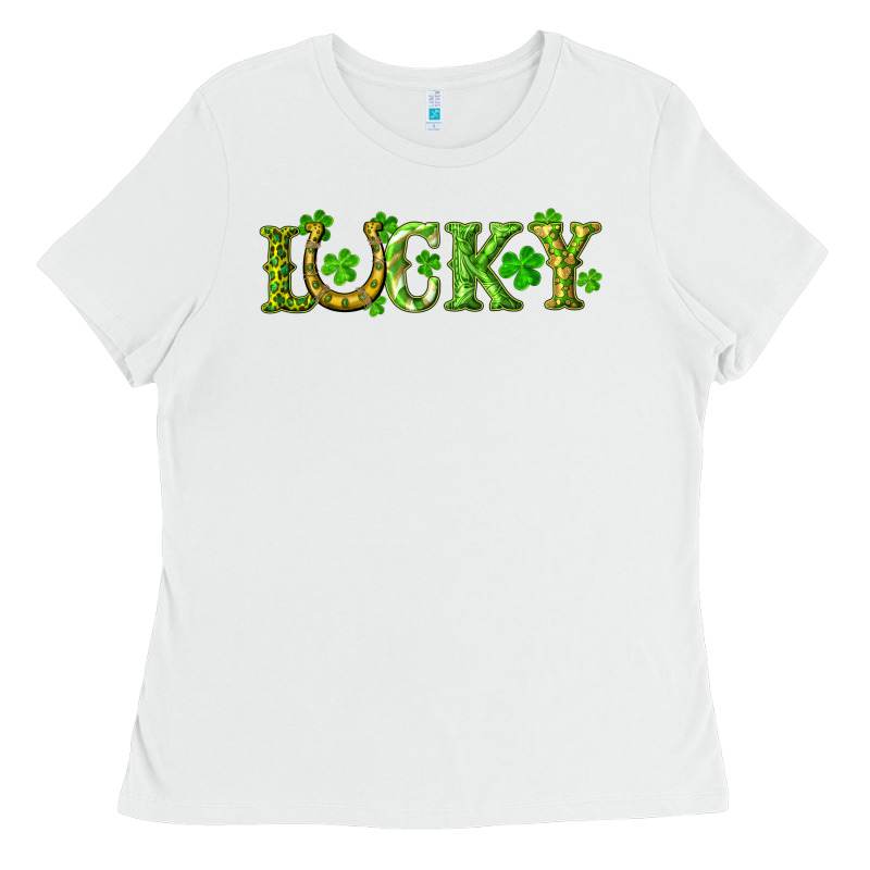St. Patrick's Day Lucky With Clovers And Horseshoe Ladies Tee by RanaPortraitStore | Teevron