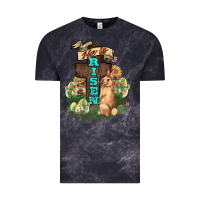 Cloud Black He is risen Bunny Cross Easter Day Vintage Tee - HowdyJamesFarm
