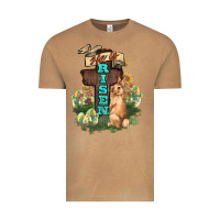 Vintage Camel He is risen Bunny Cross Easter Day Vintage Tee - HowdyJamesFarm