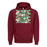 Burgundy christmas magic pattern Zipper Hoodie - CowhideDigitalArt