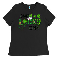 Black St. Patrick's Day One Lucky Cna Ladies Tee - RanaPortraitStore