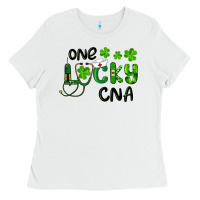 White St. Patrick's Day One Lucky Cna Ladies Tee - RanaPortraitStore