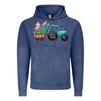 Vintage Denim Christmas tree tractor Vintage Hoodie - CowGirlArtShop