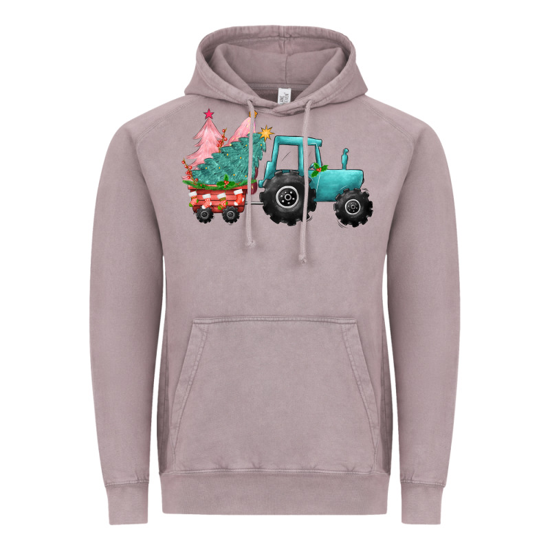 Christmas Tree Tractor Vintage Hoodie by CowGirlArtShop | Teevron