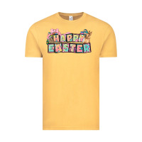 Vintage Mustard Happy Easter plate letters Easter Day Vintage Tee - HowdyJamesFarm