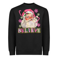 Black Pink Believe Santa Christmas Heavyweight Sweatshirt - FaDigitalArtStudio