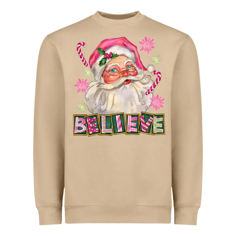 Pink Believe Santa Christmas Heavyweight Sweatshirt by FaDigitalArtStudio | Teevron