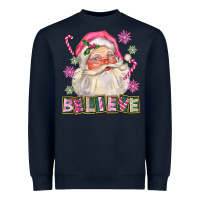 Navy Pink Believe Santa Christmas Heavyweight Sweatshirt - FaDigitalArtStudio