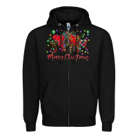 Black merry Christmas teeth Zipper Hoodie - CowhideDigitalArt