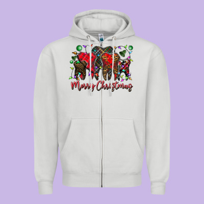 Merry Christmas Teeth Zipper Hoodie Designed By Cowhidedigitalart