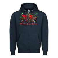 Navy merry Christmas teeth Zipper Hoodie - CowhideDigitalArt