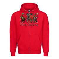 Red merry Christmas teeth Zipper Hoodie - CowhideDigitalArt