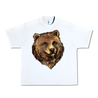 White Grizzly Bear Head Urban Heavy Tee - HowdyJamesFarm