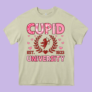 Cupid University Heavy Core Tee Designed By Lillyallendesigns
