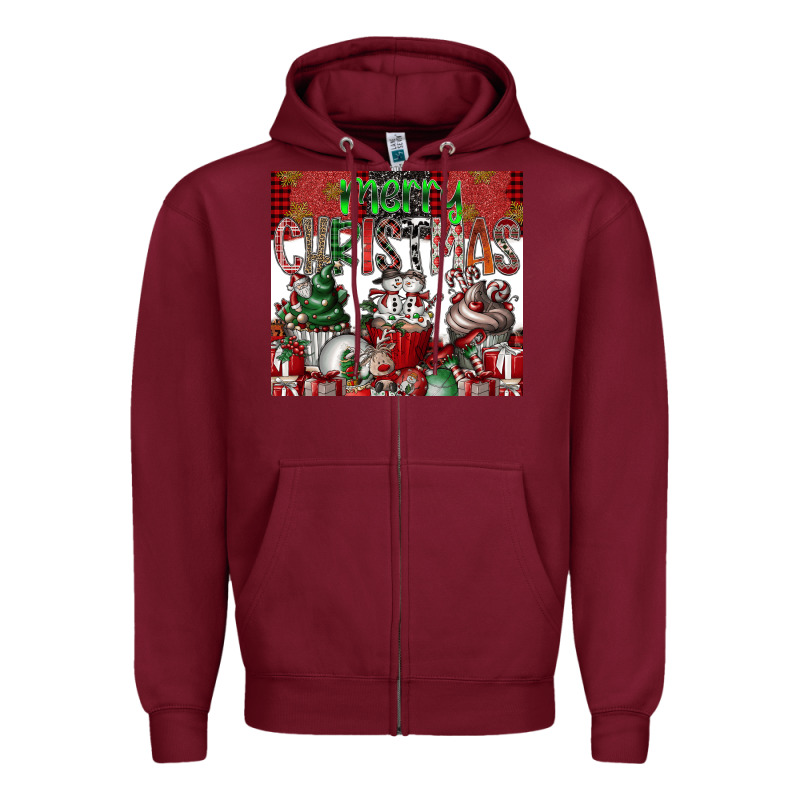 Merry Christmas Zipper Hoodie by CowhideDigitalArt | Teevron