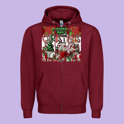 Merry Christmas Zipper Hoodie Designed By Cowhidedigitalart