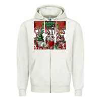 Oatmeal Heather merry Christmas Zipper Hoodie - CowhideDigitalArt
