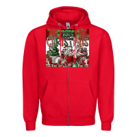Red merry Christmas Zipper Hoodie - CowhideDigitalArt