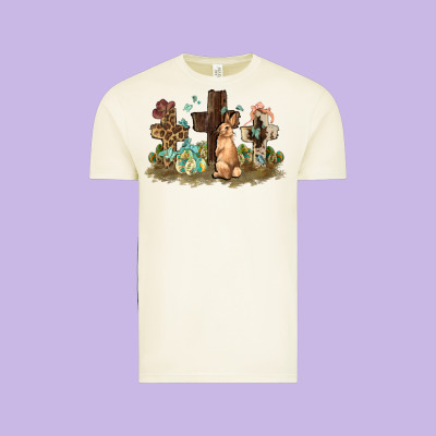 Western Rabbit Bunny With Crosses Easter Day Vintage Tee Designed By Howdyjamesfarm