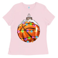 Bubblegum Pink Christmas Basketball Ladies Tee - RanaPortraitStore