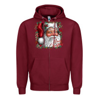 Burgundy merry Christmas santa Zipper Hoodie - CowhideDigitalArt