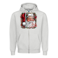 Dove Grey merry Christmas santa Zipper Hoodie - CowhideDigitalArt