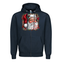Navy merry Christmas santa Zipper Hoodie - CowhideDigitalArt