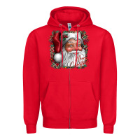 Red merry Christmas santa Zipper Hoodie - CowhideDigitalArt