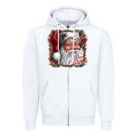 White merry Christmas santa Zipper Hoodie - CowhideDigitalArt