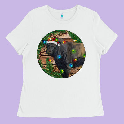 Black Angus Bull With Christmas Lights Ladies Tee Designed By Ranaportraitstore
