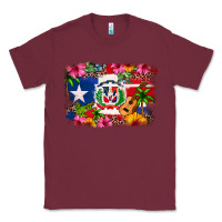 Burgundy Dominican Republic and Puerto Rico Flag Classic Tee - texasbilliewilder