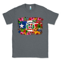 Charcoal Heather Dominican Republic and Puerto Rico Flag Classic Tee - texasbilliewilder