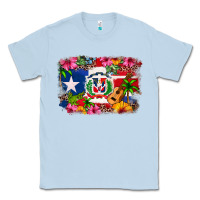 Dusty Blue Dominican Republic and Puerto Rico Flag Classic Tee - texasbilliewilder