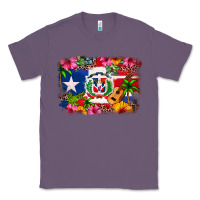 Lavender Dominican Republic and Puerto Rico Flag Classic Tee - texasbilliewilder