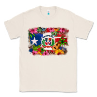 Natural Dominican Republic and Puerto Rico Flag Classic Tee - texasbilliewilder