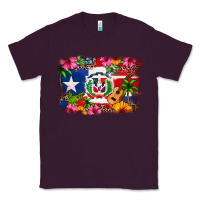Plum Dominican Republic and Puerto Rico Flag Classic Tee - texasbilliewilder