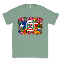 Sage Dominican Republic and Puerto Rico Flag Classic Tee - texasbilliewilder